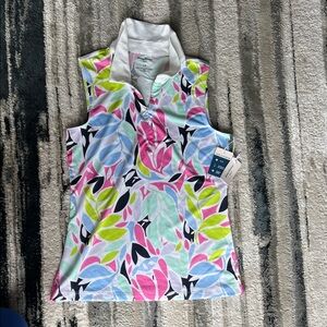 Tommy Bahama Colorful Sleeveless Polo Shirt, Size Small